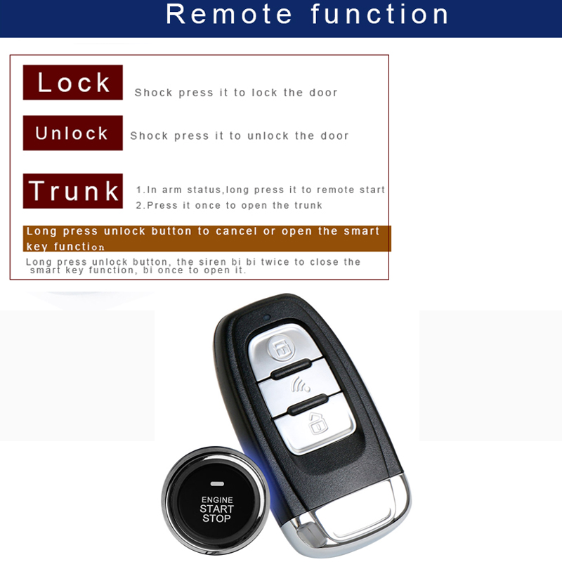 Blocco e sblocco RFID con accesso senza chiave PKE nell'avviamento allarme auto