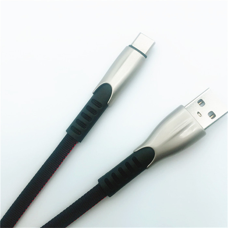 KPS-1001CB Cavo micro USB portatile personalizzato in tessuto in lega di zinco da 1 m 2A in lega di zinco