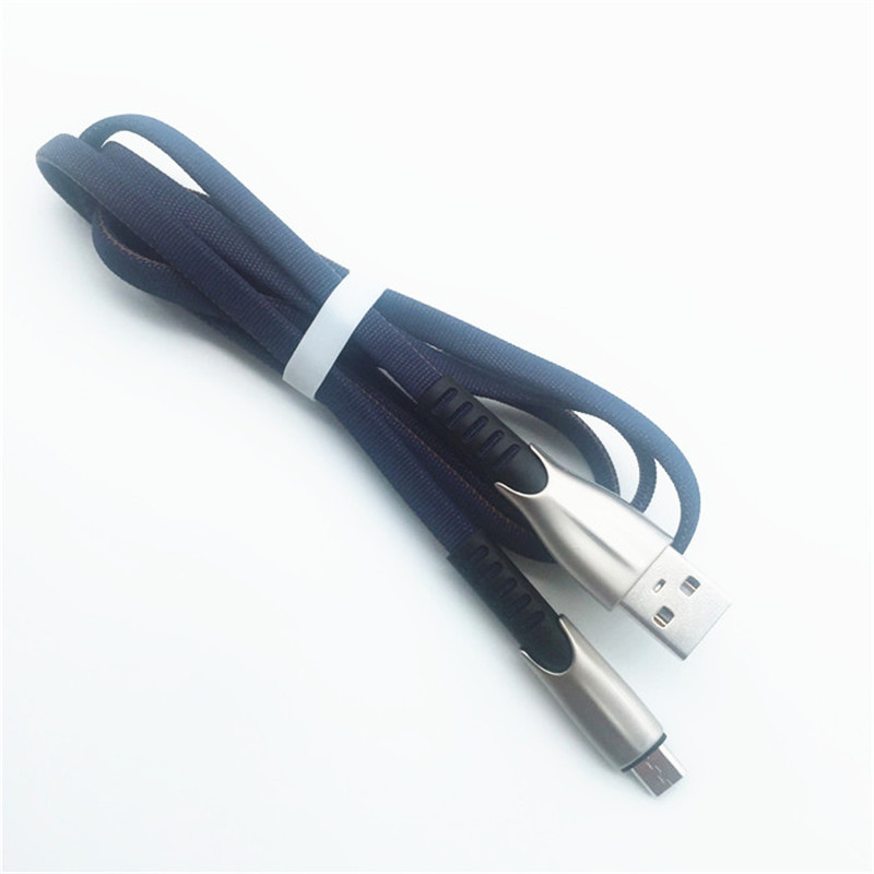 KPS-1001CB Cavo micro USB portatile personalizzato in tessuto in lega di zinco da 1 m 2A in lega di zinco