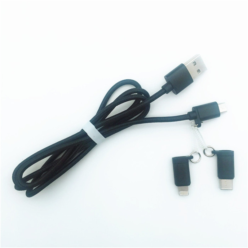 KPS-1002CB 3in1 Cavo USB di ricarica intrecciato in nylon 1M 2a OD3,5MM di alta qualità