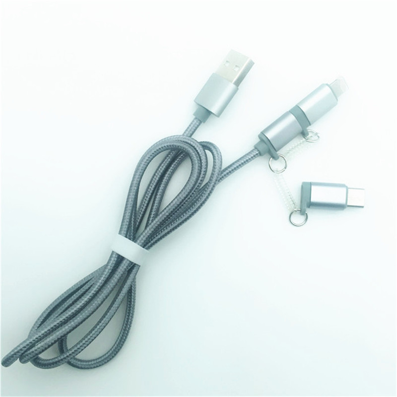 KPS-1002CB 3in1 Cavo USB di ricarica intrecciato in nylon 1M 2a OD3,5MM di alta qualità