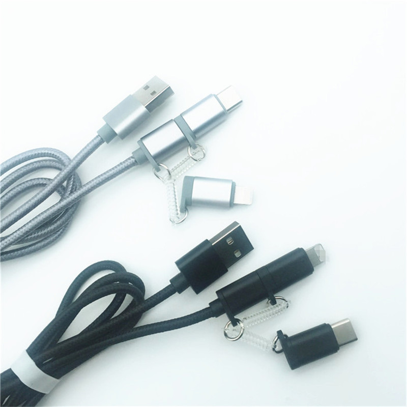 KPS-1002CB 3in1 Cavo USB di ricarica intrecciato in nylon 1M 2a OD3,5MM di alta qualità