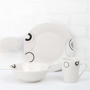 servizio da tavola in ceramica-set da tavola in porcellana da 12 pezzi con decalcomania tagliata