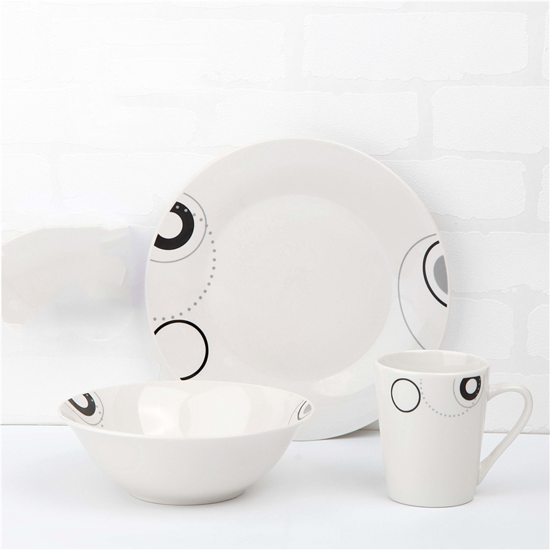 servizio da tavola in ceramica-set da tavola in porcellana da 12 pezzi con decalcomania tagliata