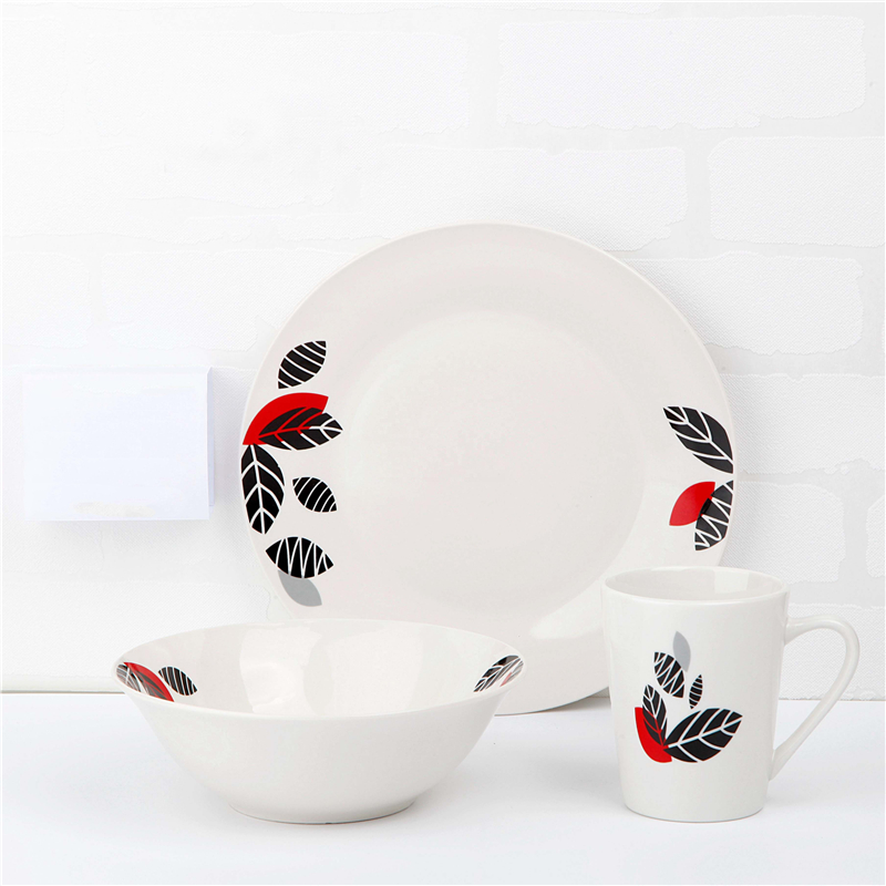 servizio da tavola in ceramica-set da tavola in porcellana da 12 pezzi con decalcomania tagliata