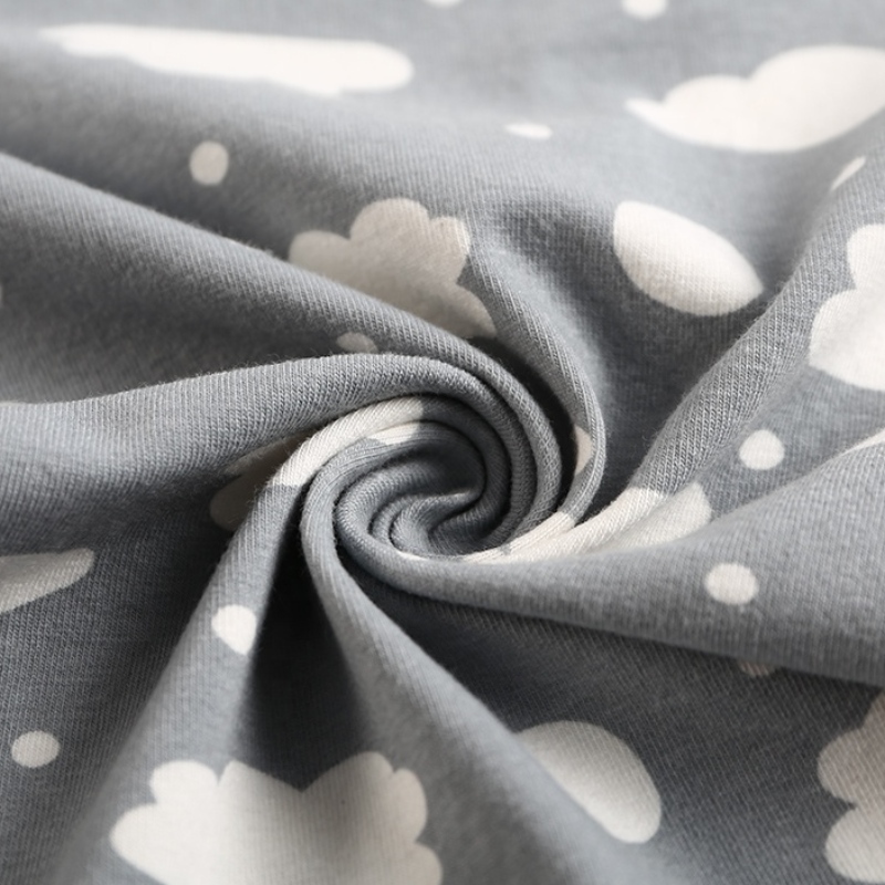 Tuta intera in jersey di cotone 100% pettinato con stampa nuvola nuvola tessuto per abbigliamento bambino