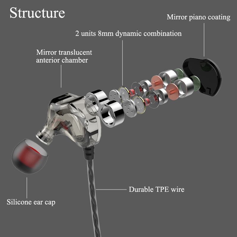 Auricolare a filo stereo stereo con doppio gancio per l'orecchio Fashion Design