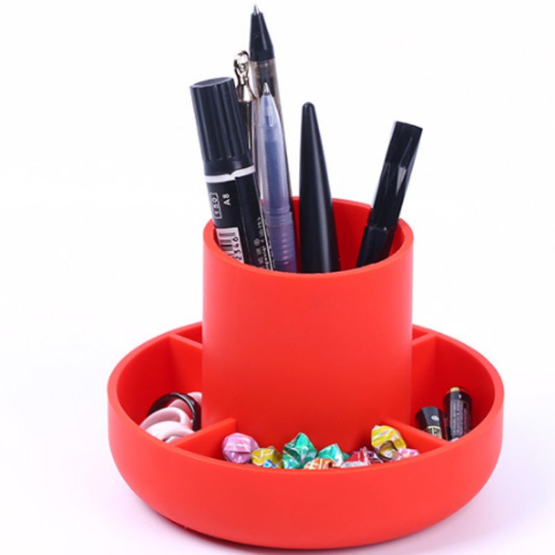 Contenitore per penne in silicone tondo multifunzionale tubo per penne in gel di silice alimentare forniture per ufficio desktop ricezione e arredamento