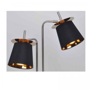 Lampada da tavolo con paralume in tessuto e foglio decorativo