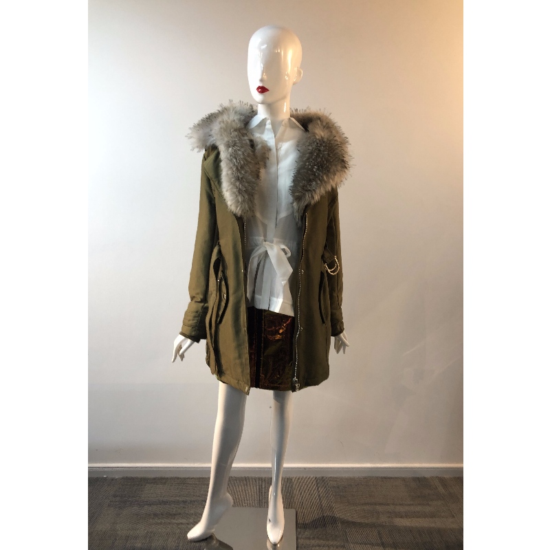 CAPPOTTO KHAKI IN PELLICCIA DA DONNA RLWPC0033