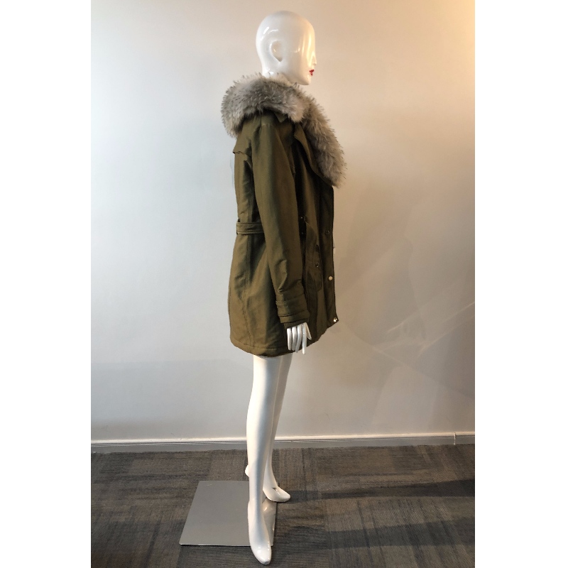 CAPPOTTO KHAKI IN PELLICCIA DA DONNA RLWPC0033