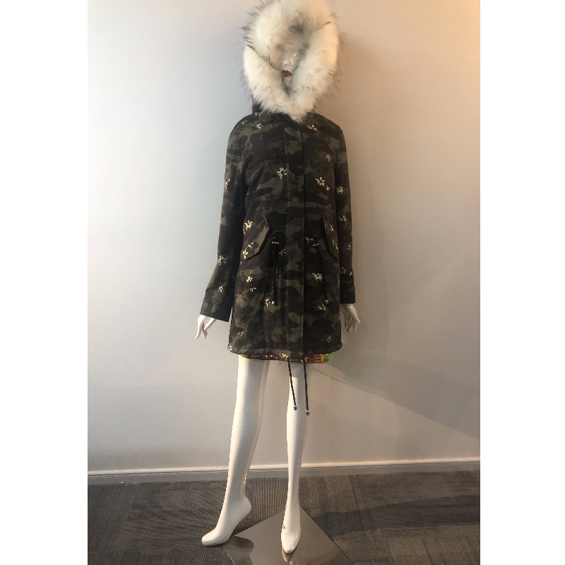 CAPPOTTO CON CAPPUCCIO CAMO DONNA RLWPC0034