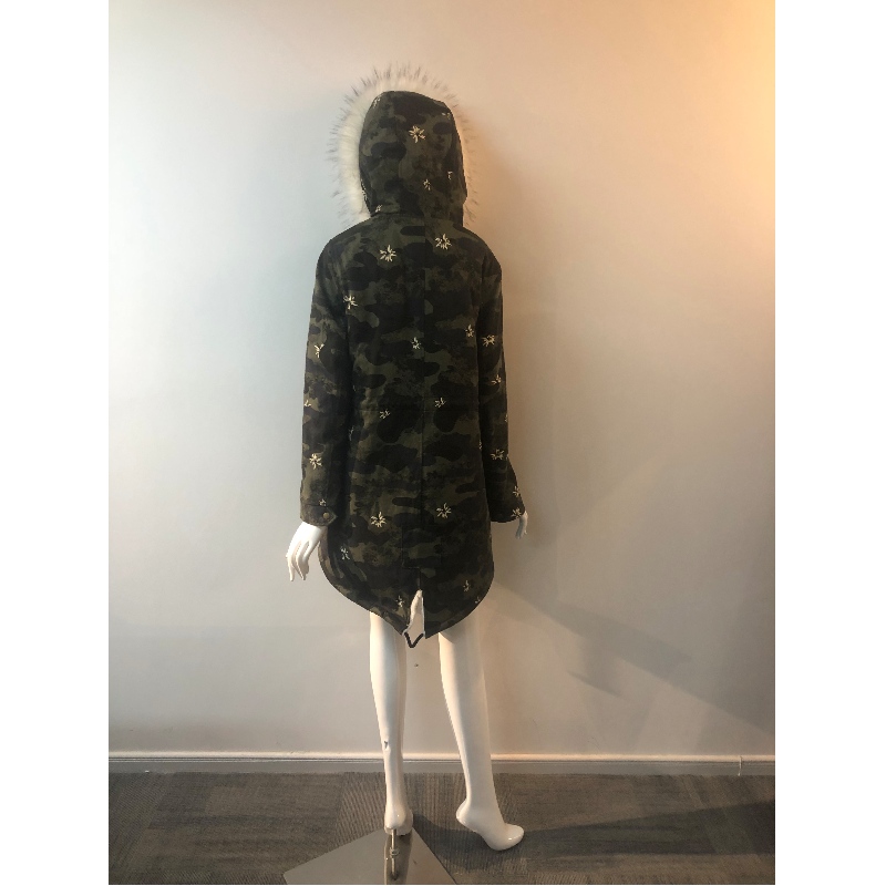 CAPPOTTO CON CAPPUCCIO CAMO DONNA RLWPC0034