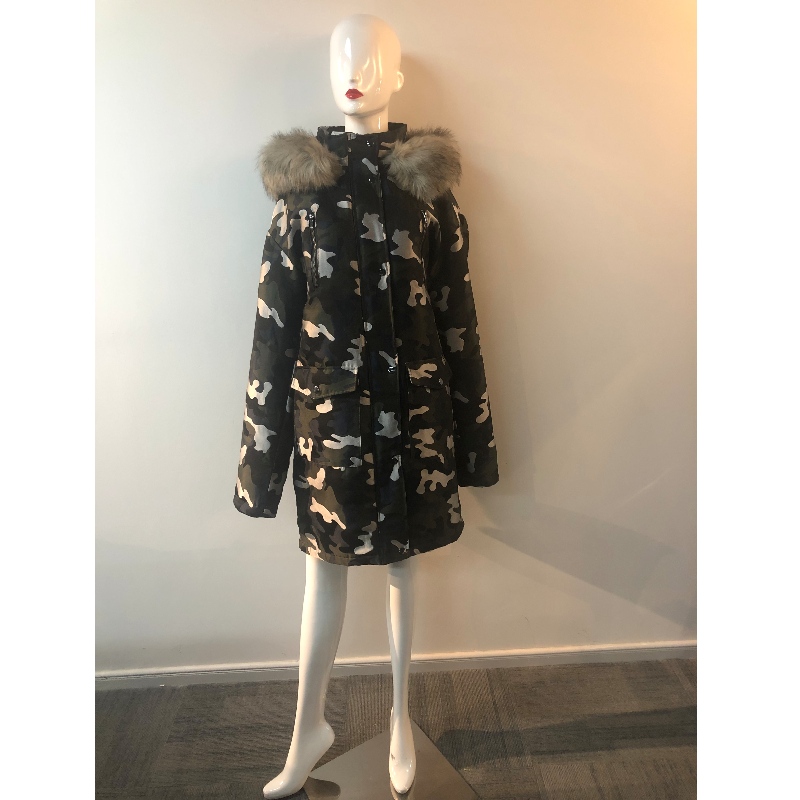 CAPPOTTO CON CAPPUCCIO CAMO DONNA RLWPC0039