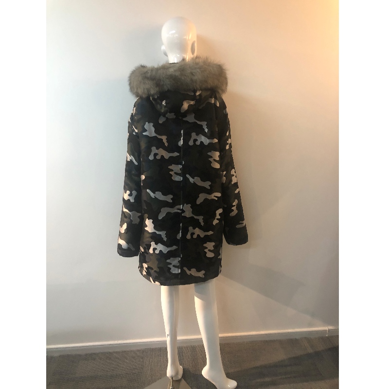 CAPPOTTO CON CAPPUCCIO CAMO DONNA RLWPC0039