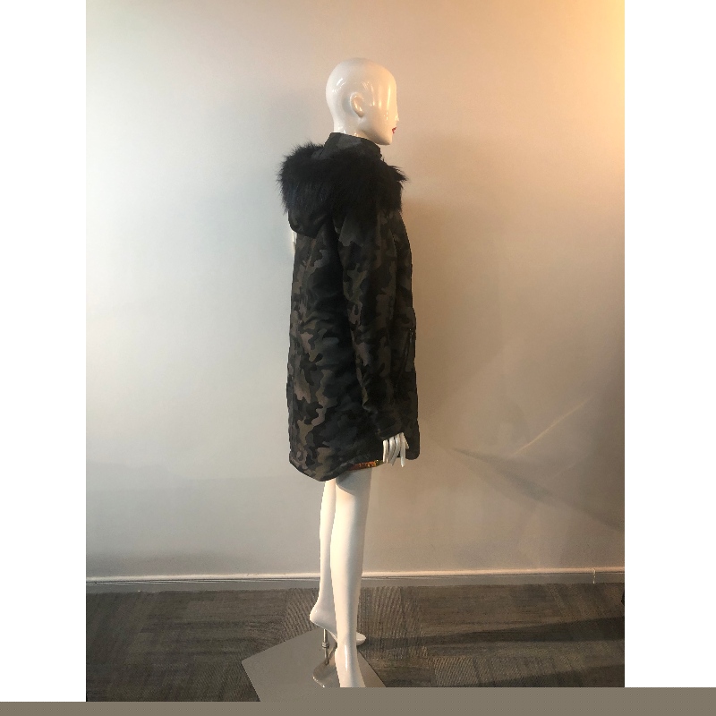 CAPPOTTO CON CAPPUCCIO CAMO DONNA RLWPC0040