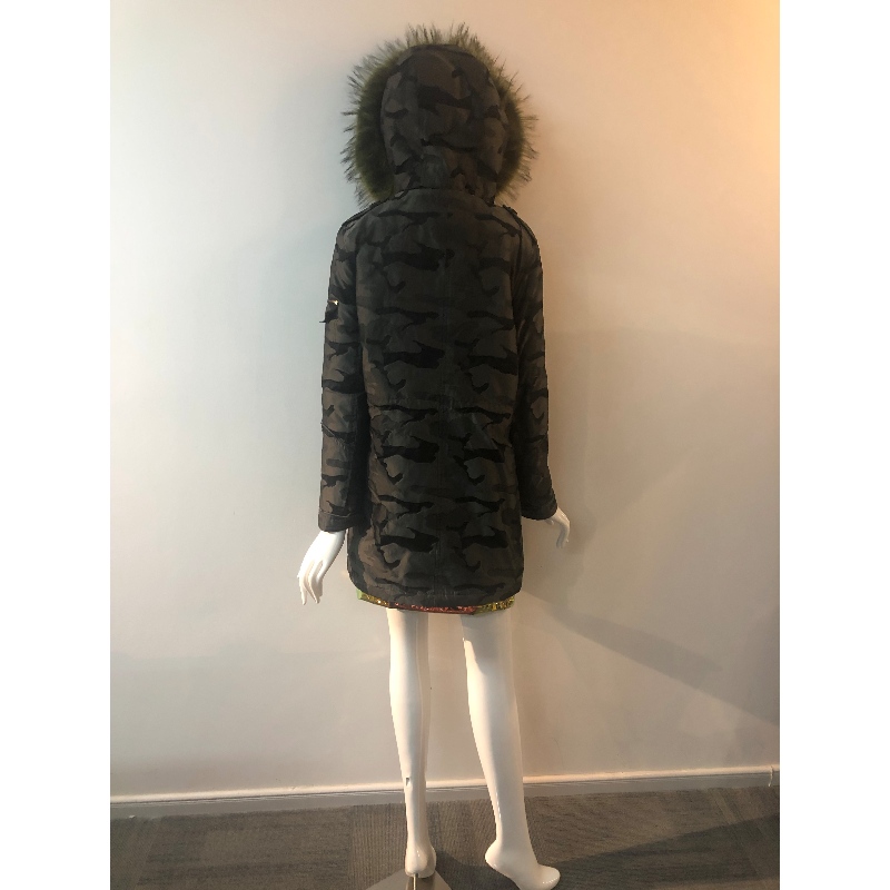 CAPPOTTO CON CAPPUCCIO CAMO DONNA RLWPC0042