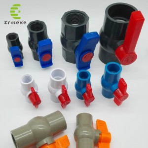 Valvola a sfera in PVC ad alta pressione (estremità normale, estremità a filo, estremità filettata)