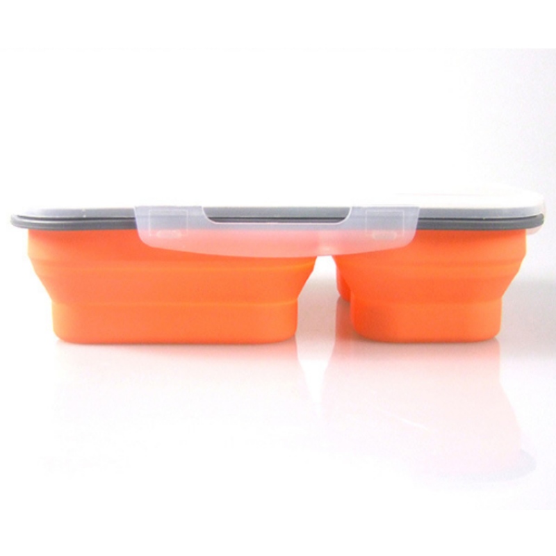 Scatola per pranzo in silicone Scatola per pranzo a doppio strato Scatola per pranzo in silicone Scatola per bambini pieghevole ciotola personalizzata