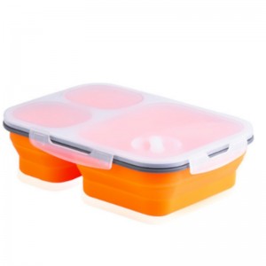 Scatola per pranzo in silicone Scatola per pranzo a doppio strato Scatola per pranzo in silicone Scatola per bambini pieghevole ciotola personalizzata