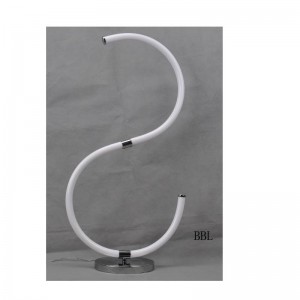 Lampada da tavolo a LED con tubo acrilico a forma di S.