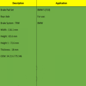 Pastiglie freno (OE: 34 21 6 775 346)
