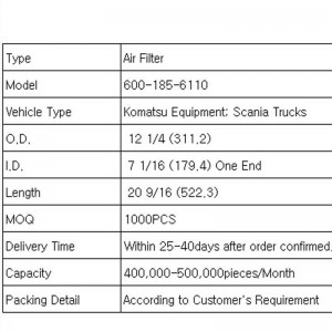 Filtro dell'aria (600 -185 -6110)