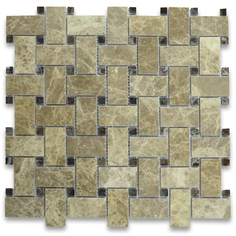 Emperador Light 2x4 Grand Brick Subway Mosaico Tile Lucidato