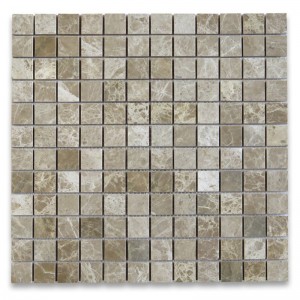 Emperador Light 1x1 Square Mosaic Tile Lucido