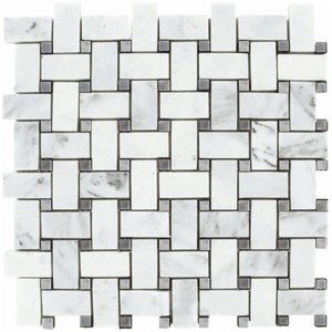 Mosaico bianco carrara bianco levigato 3\/4 penny tondi