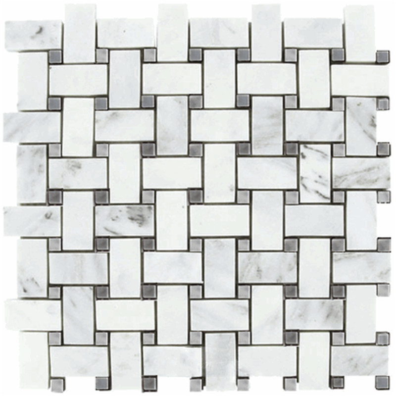 Mosaico bianco carrara bianco levigato 3/4 penny tondi