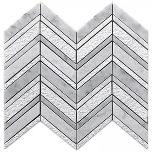 Mosaico da parete multi pavimento in marmo chevron levigato bianco Carrara