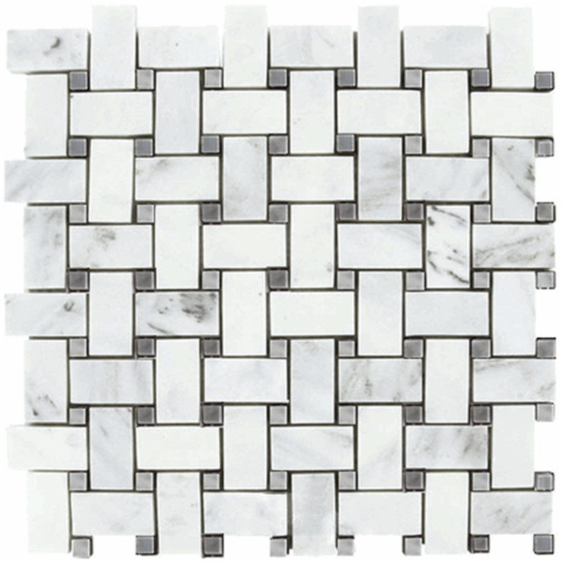 Mosaico da parete multi pavimento in marmo chevron levigato bianco Carrara