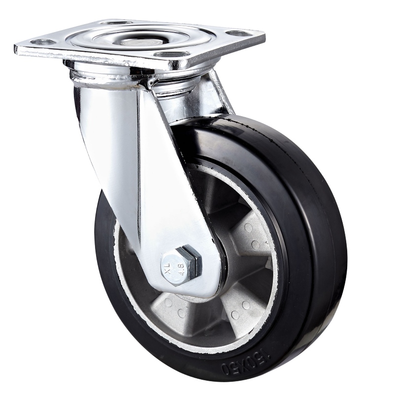 Heavy Duty: alloggiamento cromato con ruota in TPE nero 5