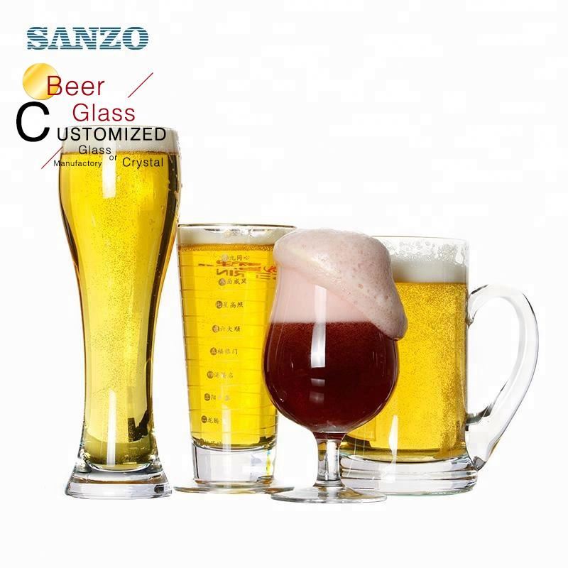 Vetro di birra di pubblicità di Sanzo con il vetro di birra di Pepsi di incisione su misura logo inciso birra della maniglia