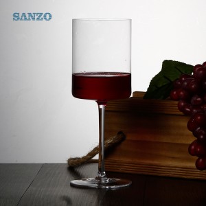 Bicchiere da vino a stelo nero SANZO Bicchieri di cristallo senza piombo fatti a mano spessi Rustici