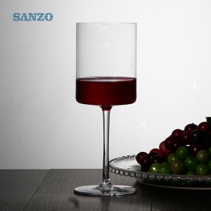 Bicchiere da vino a stelo nero SANZO Bicchieri di cristallo senza piombo fatti a mano spessi Rustici