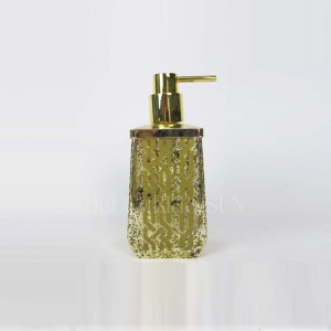 vetro trasparente con accessori bagno decalati in oro