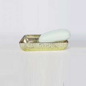 vetro trasparente con accessori bagno decalati in oro