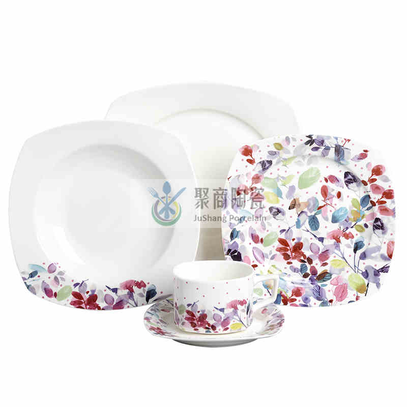 set da tavola in porcellana da 20 pezzi con decalcomania tagliata