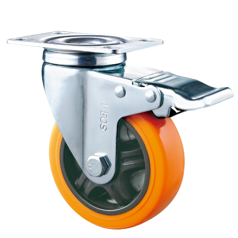 Medium Duty - Alloggiamento cromato con ruota in TPE arancione17