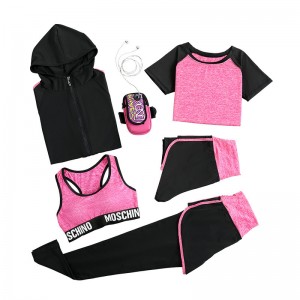 FDMF003- Tute sportive da donna 5 pezzi Fitness Yoga da corsa Tute sportive
