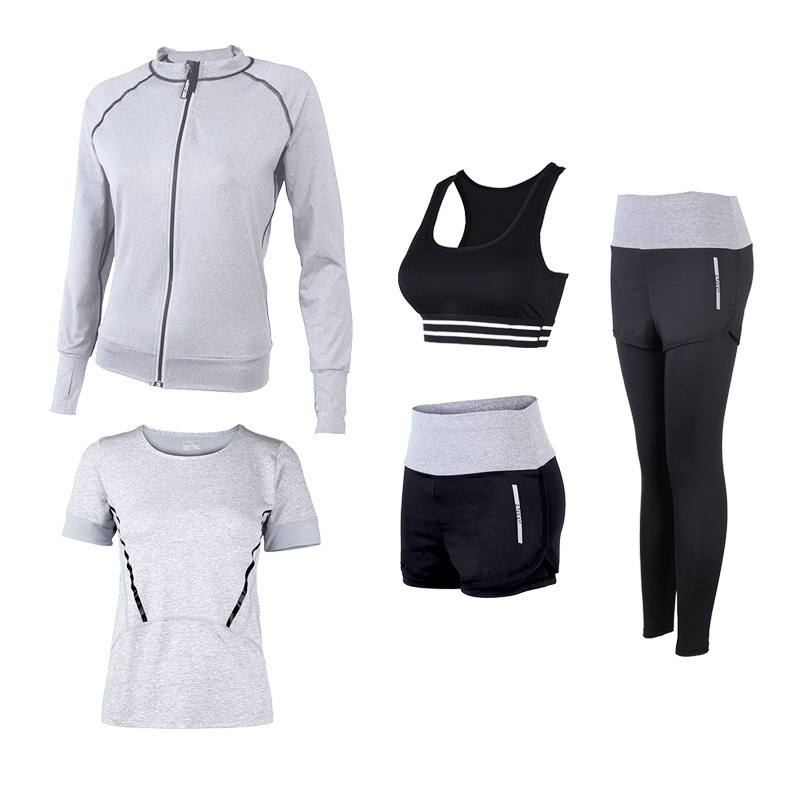 FDMF004- Tute sportive da donna 5 pezzi Fitness Yoga da corsa Tute sportive