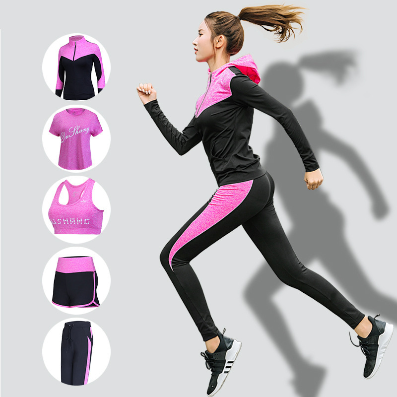 FDMF008- Tute sportive da donna 5 pezzi Fitness Yoga da corsa Tute sportive