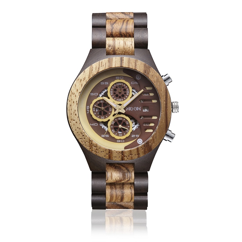 Moda acciaio inossidabile al quarzo impermeabile orologio in acciaio inossidabile orologi in legno personalizzato