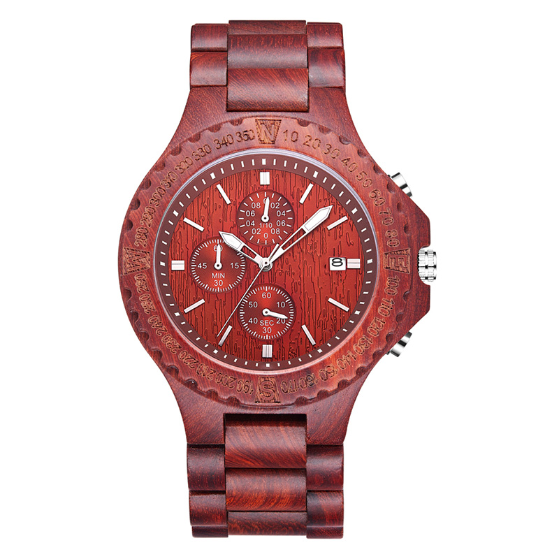Orologio da uomo classico quadrante grande quarzo sandalo rosso