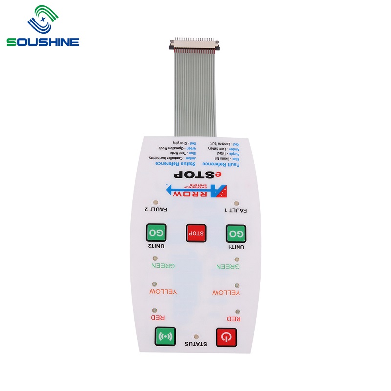 Interruttore a membrana con LED e pulsante goffrato, soluzione di superficie lucida