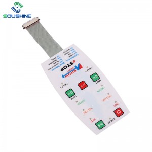 Interruttore a membrana con LED e pulsante goffrato, soluzione di superficie lucida