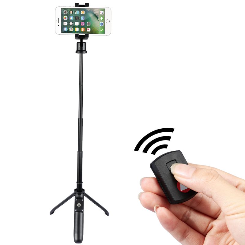 Mini Selfie Stick KINGJOY a 5 sezioni con gamba pieghevole per passare al treppiede con controllo bluetooth