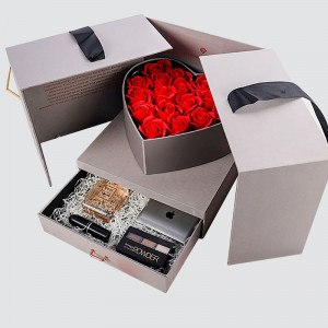 Contenitore di regalo di sorpresa della corda di alta qualità del cassetto del regalo dei cosmetici del fiore su misura